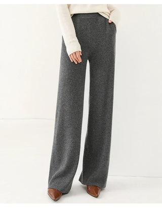 Chic high-waisted wide-leg knit pants for women | Valenne