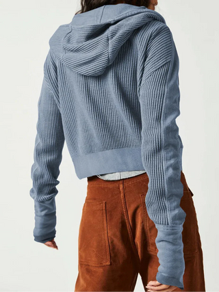 Cropped waffle zip hoodie for women | Ardyn