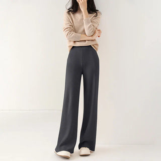 Chic high-waisted wide-leg knit pants for women | Valenne