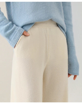 Chic high-waisted wide-leg knit pants for women | Valenne
