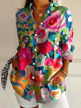 Colourful pattern everyday casual blouse for women | Astrid