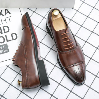 Classic leather brogue oxford dress shoes for men