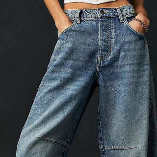 Everly Barrel-Leg Ankle Denim Pants