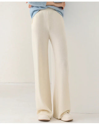 Chic high-waisted wide-leg knit pants for women | Valenne