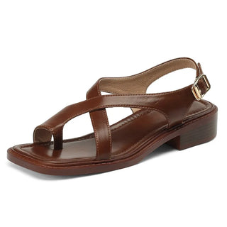 Italian Leather Cross-Strap Sandals