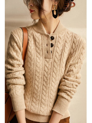 Arden Cable-Knit Button-Up Sweater