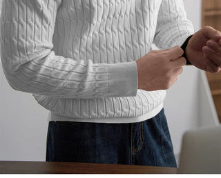 Classic cable-knit half-zip everyday jumper for men | Ellison