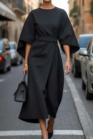 Louise Elegant Women’s Dress – Feminine Design with Lantern Sleeves & Adjustable Waist