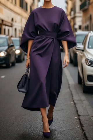 Louise Elegant Women’s Dress – Feminine Design with Lantern Sleeves & Adjustable Waist