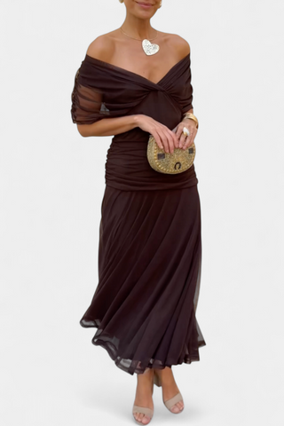 Floral Pleated Maxi Dress – Refined Romantic Silhouette | Eloria