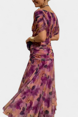 Long floral V-neck maxi dress for women | Vivian