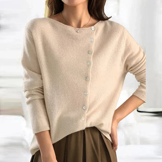 Asymmetric button knit sweater for women | Liora