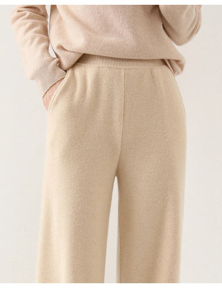 Chic high-waisted wide-leg knit pants for women | Valenne