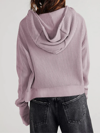 Cropped waffle zip hoodie for women | Ardyn