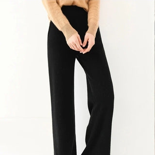 Chic high-waisted wide-leg knit pants for women | Valenne