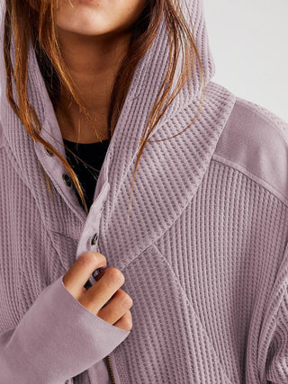 Cropped waffle zip hoodie for women | Ardyn