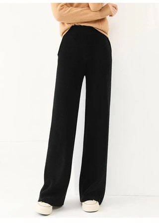 Chic high-waisted wide-leg knit pants for women | Valenne