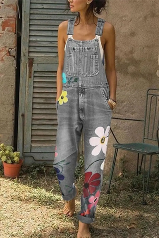 Sleeveless Ankle-Length Denim Overalls | Bravelle