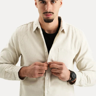 Corduroy Button-Up Shirt – Refined Structured Silhouette | Stéphane