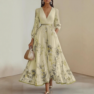 Elegant pleated everyday maxi dress for women | Rowella