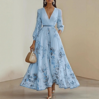 Elegant pleated everyday maxi dress for women | Rowella