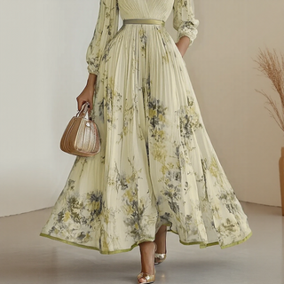 Elegant pleated everyday maxi dress for women | Rowella