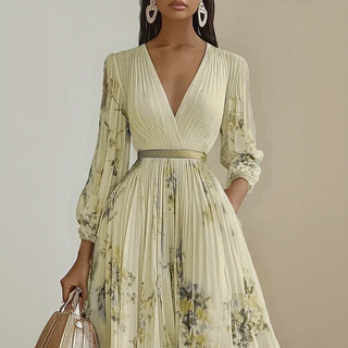 Elegant pleated everyday maxi dress for women | Rowella