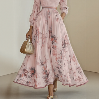 Elegant pleated everyday maxi dress for women | Rowella