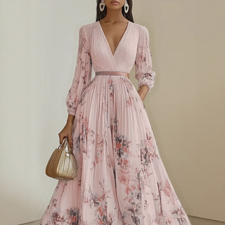 Elegant pleated everyday maxi dress for women | Rowella