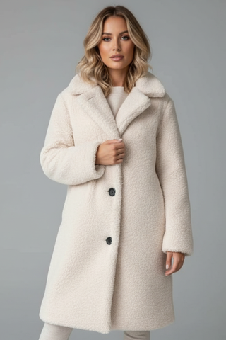 Knee-Length High Collar Overcoat with Textured Finish | Mirelda