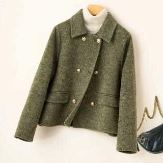Elegant doll-collar wool winter coat for women