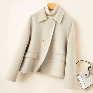 Elegant doll-collar wool winter coat for women