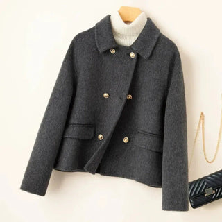 Elegant doll-collar wool winter coat for women