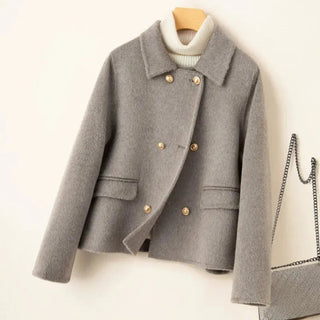 Elegant doll-collar wool winter coat for women
