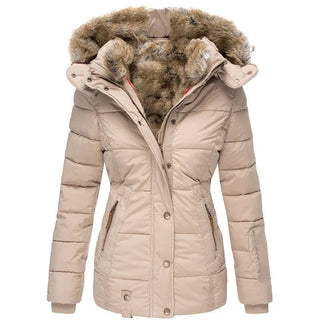 Hooded faux fur warm winter coat for women