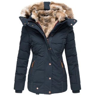 Hooded faux fur warm winter coat for women
