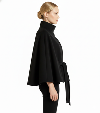 Ivanna Women’s Wool Coat – Elegant High Collar with Removable Belt & Relaxed Fit