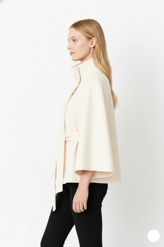 Ivanna Women’s Wool Coat – Elegant High Collar with Removable Belt & Relaxed Fit