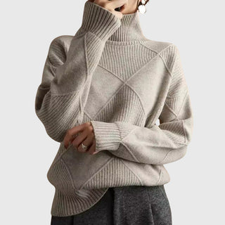 Geometric Turtleneck Sweater – Refined Modern Silhouette | Angela