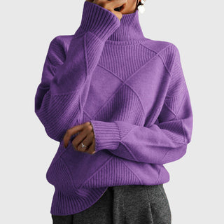 Geometric Turtleneck Sweater – Refined Modern Silhouette | Angela