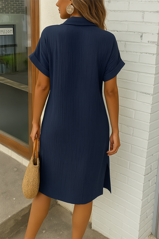 Portofino Linen Button-Down Shirt Dress with Pockets | Portofino