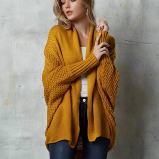 Batwing Open-Front Knit Cardigan | Elowara