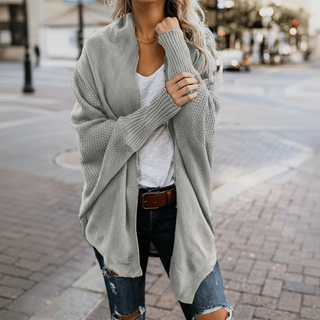 Batwing Open-Front Knit Cardigan | Elowara
