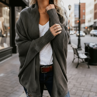 Batwing Open-Front Knit Cardigan | Elowara