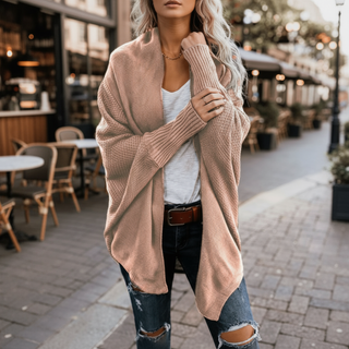 Batwing Open-Front Knit Cardigan | Elowara
