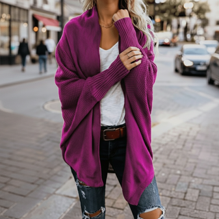 Batwing Open-Front Knit Cardigan | Elowara