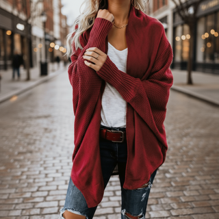 Batwing Open-Front Knit Cardigan | Elowara