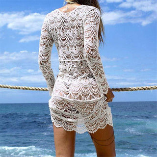 Crochet Deep V-Neck Beach Cover-Up | Zephyra