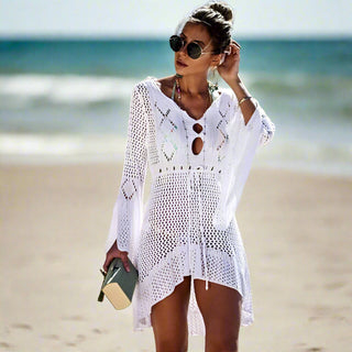 Asymmetrical Crochet Knit Beach Cover-Up | Nerissa