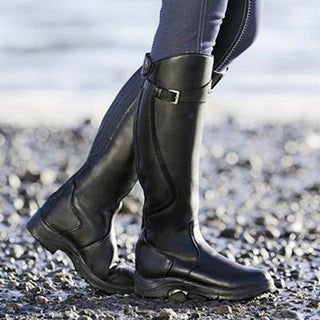 Knee-High Buckle Detail Square Heel Boots | Valenna